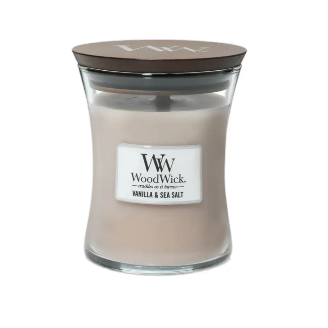 WoodWick Medium Hourglass Candle - Vanilla Sea Salt Fragrance, Home Decor Room Centerpiece with Calming Aroma