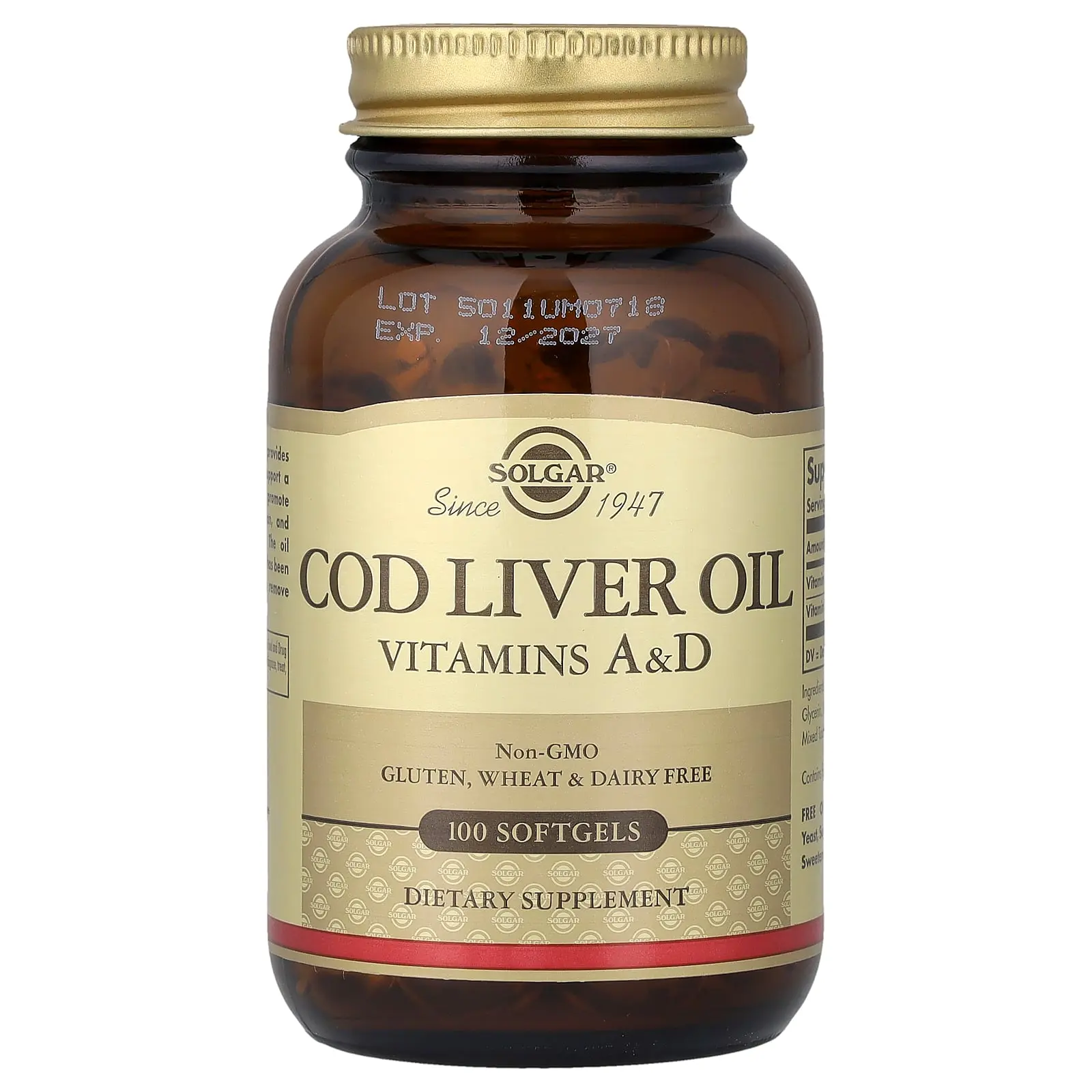 Solgar Cod Liver Oil, Vitamins A & D, 100 Softgels Solgar Cod Liver Oil, Vitamins A & D, 100 Softgels