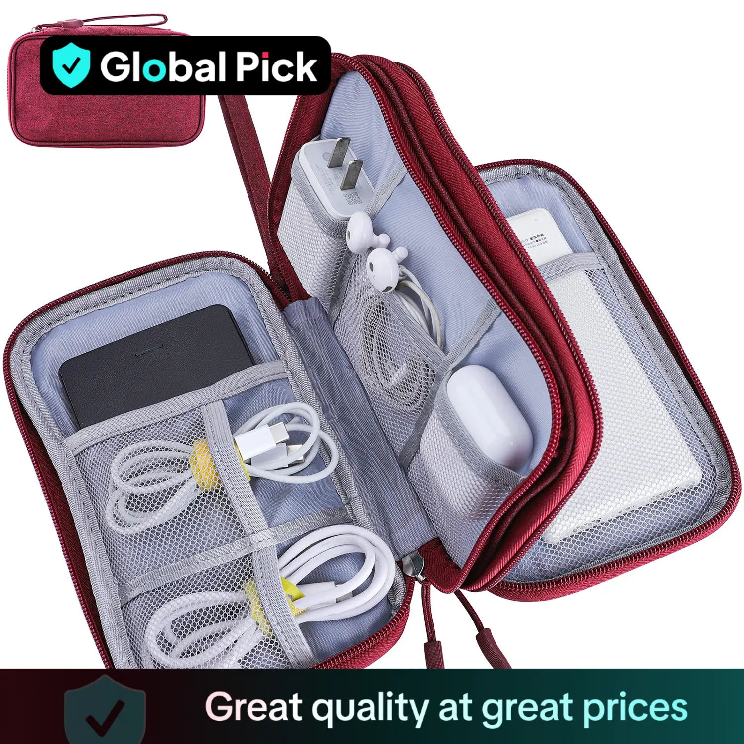 Portable Multi-layer Cable Headphones Storage Bag, Waterproof Cable Zipper Storage Case, Cable Earphones Charger Storage Bag for Travel Camping Summer