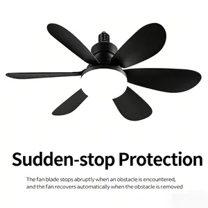 Socket Light Fan with Remote, Light Socket Ceiling Fan – Turbo Airflow, Whisper Quiet, Memory Function, Smooth Dimming, 1000 LM, CRI 80+, Screw-In Design for Small Rooms, Garages & Dorms