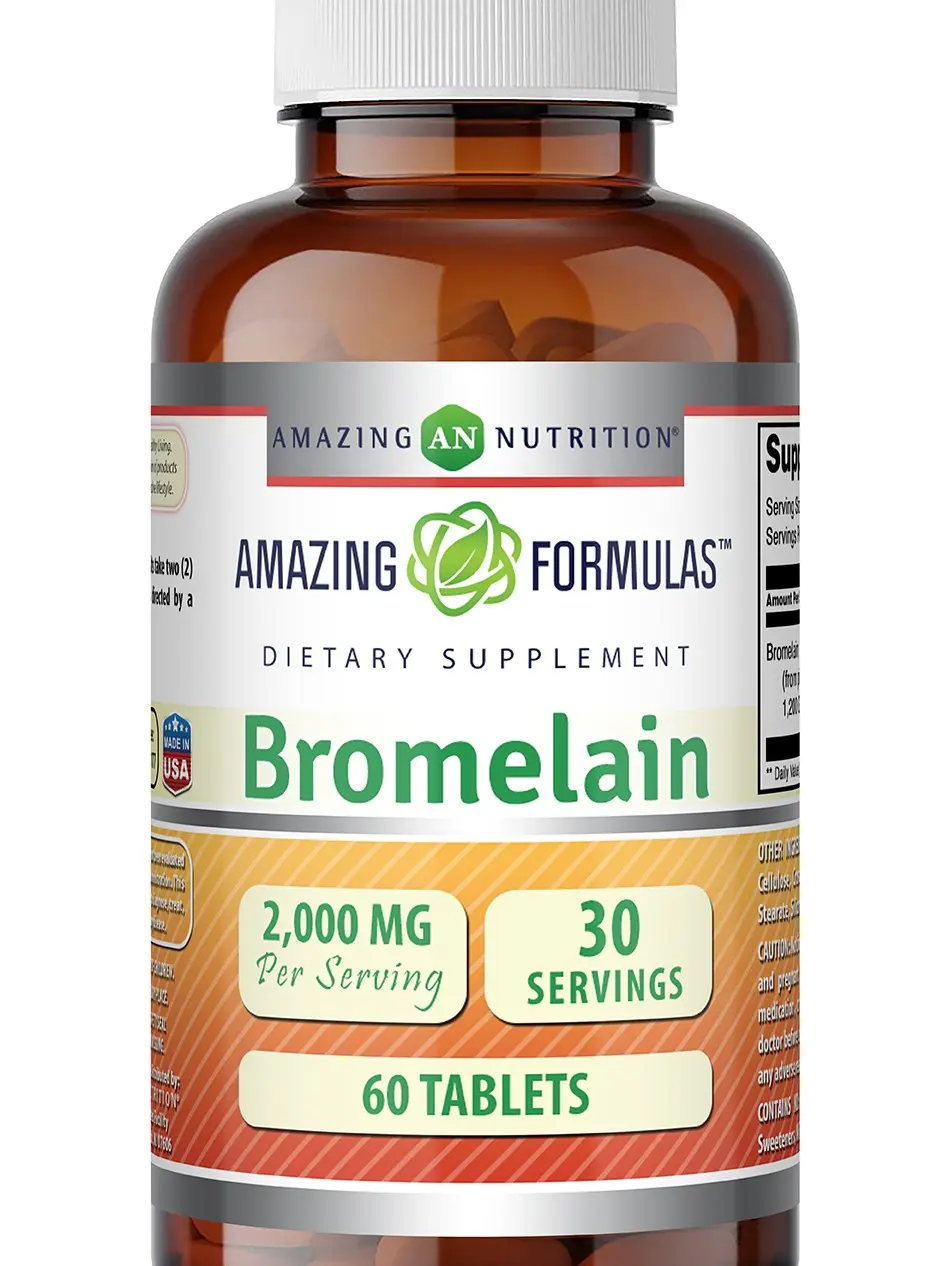Amazing Formulas Bromelain 2000 Mg per Serving | 60 Tablets Supplement | Non-GMO | Gluten-Free | Made in USA