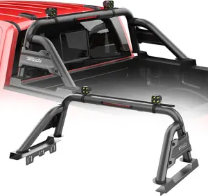 Truck Roll Bar with Cargo Carrier Basket Adjustable Sport Rack Roll Bars Chase Rack Fit for Ford F-150/F-250/F-350 Dodge Ram GMC Sierra Chevy Silverado Ranger Tundra Frontier Titan Full & Mid Size Pickup Trucks