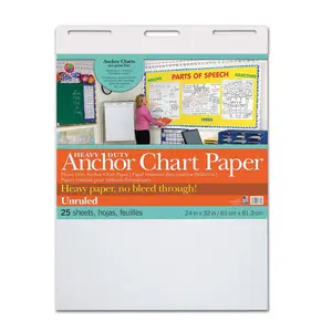 PAC3371 Heavy Duty Anchor Chart Paper Unruled White 24" Width 32" Length 25 Sheets