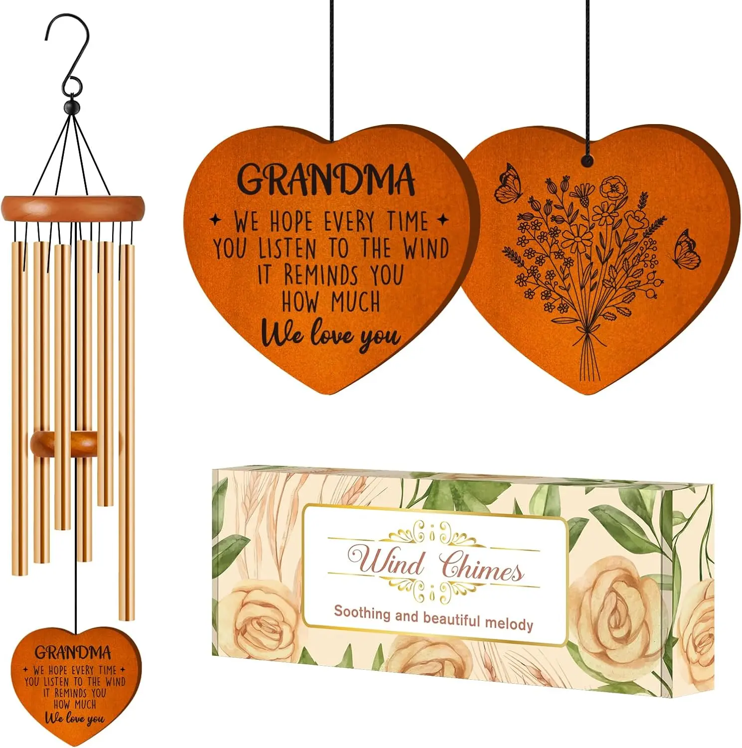 Gifts for Grandma, Grandma Birthday Gifts from Grandkids, Grandma Gift Wind Chimes, Christmas Grandma Gift, Present for Grandmother from Granddaughter Grandson Grandchildren
