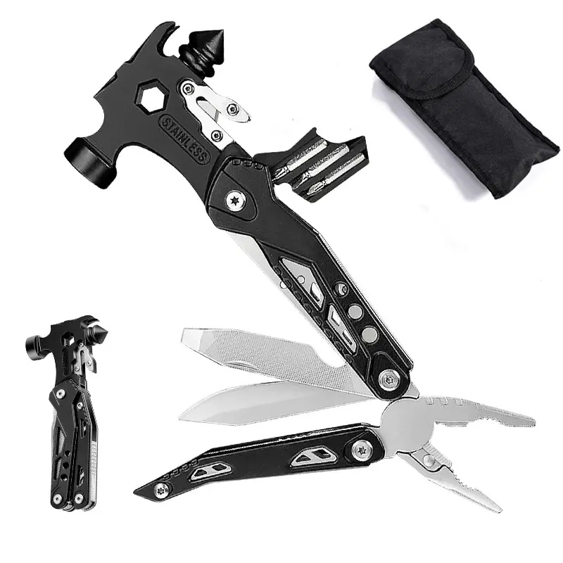 VerveWave Camping Essentials Multitool,16 in 1 Multi Tool Survival Gear with Hammer, Pliers, Knife, for Camping, Hiking, Ideal Gift for Men Women