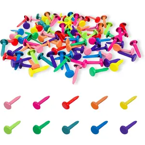 100 count Brass Paper Fasteners Metal Brass Fasteners, Mini Brads for Paper Crafts DIY Pins for Crafts (Multicolor)