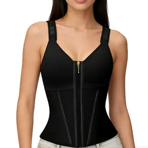 Waist Shapewear Fajas Colombianas Full Body Fajacolombiana Postparto Girdle Workout Plus Size Adjustable Shoulder Strap Waist Trainer Tummy Control with Zipper Crotch crop top Compression Shorts corset basic faja body shaper fajas para mujer
