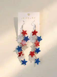 Classic American Independence Day Star Acrylic Drop Earrings, Perfect Gift for Women, Stylish and Elegant Jewelry Accessory, Dangle Earrings