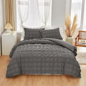 Solid Color Bedding Set, 1 Count Bedspread & 2 Counts Pillowcase without Filler, Soft Comfortable Bedding Set for Home Bedroom, for Puffed Quilt, Pleated Bedding Sets