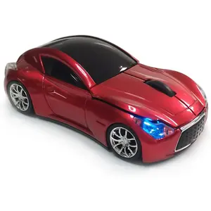 Car Mouse for Computer, Wireless Car Shaped Mice for Laptop, PC, Mini Cute Mouse with .Ghz USB Receiver, D, DPI, Silent Clicks, LED Headlights (Red)