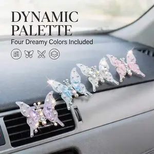 Lifelike Wobbling 3D Crystal Butterfly Car Decor Set, Sparkle Rhinestone Butterfly Stickers, Universal Traceless Sticker For Car Home Refrigerator Wall, Cute Mother's Day Gift
