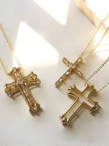2 in 1 Cross Necklace, Detachable Layered Cross Pendant Jewelry, Perfect Gift for Christmas Birthday Easter, Elegant Religious Accessory