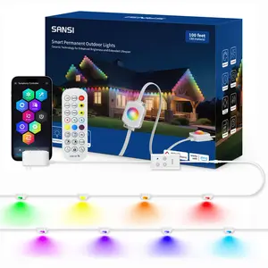 SANSI 100FT Permanent Outdoor Lights 6 x LED Strips Smart LED Lights 90 Scene Modes for Outside DIY Lighting Themes for Halloween Decorations IP67 Waterproof Works with Alexa Google Assistant TikTokShopBlackFriday
