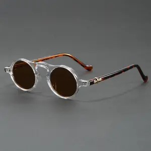 Unisex Artistic Small Round Full-Rim Fashion Glasses, 139mm Wide, PC Polycarbonate Frame, TAC Lens, Decorative Style Without Battery or Charging Functionality