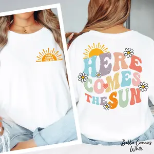 Here Comes The Sun Shirt ️ Retro Summer Vibe Tee | Daisy Graphic Back Print | Cute Aesthetic Oversized T-Shirt | Sunshine Mood Outfit