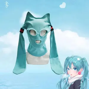 Hot Selling Hatsune Miku Balaclava Mask Soft Breathable Fabric Anime Themed Hood for Conventions Street Fashion
