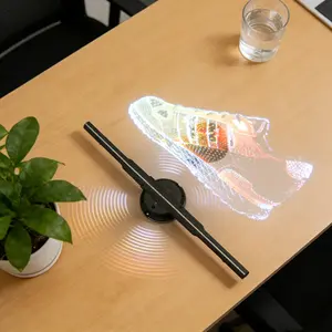 CNCEST 3D Fan with Remote, 16.3 Inch LED Holographic Display for Advertising WiFi & App Control Floating Image Projector for Mall, Exhibition & Event