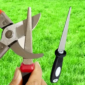 2-in-1 diamond sharpening stone for Kitchen knives, scissors, and gardening tools - double-sided design with flat and curved surfaces, handle, easy to use