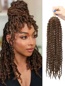 1 Pack Yanky Twist Crochet Hair Pre-Twisted Fluffy Spring Twist Crochet Hair Extensions Suitable For Women.14 Inch Natural Black Pre-Looped Crochet Braids Braiding Synthetic Hair  for  Christmas New Year Carnival Music Festival
