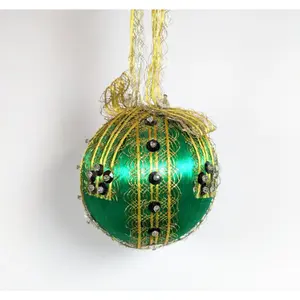 Vintage Green Beaded Pushpin Christmas Ornaments