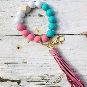 Turquoise, White & Pink Wristlet