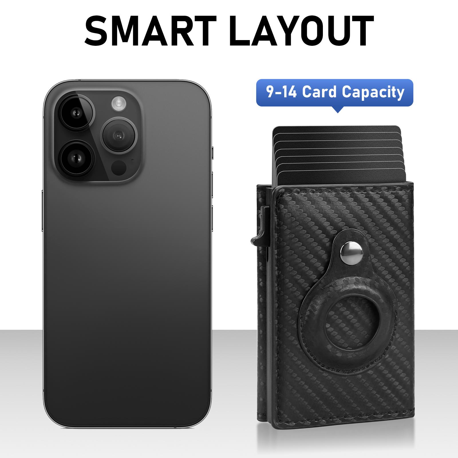 Wallet for Mens Smart Wallet Leather Card Holder Smart,Slim,Minimalist Wallet,Wallet 9-14 Card Capacity | ID Window | Cash Slot