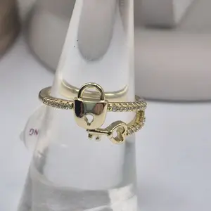 key and lock ring plated gold 14k
