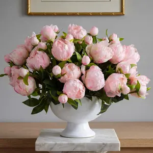 10pcs 17.72inch Peony Stem Artificial Flowers, Realistic Fake Plants for Spring Summer Decor, Room Office Bedroom Wedding Table Centerpiece DIY Decoration