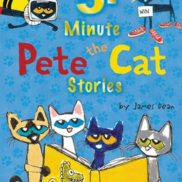 Used Hardcover Pete the Cat: 5-Minute Groovy Adventures Childrens Book - 192-Page English Kids' Read, 12 Groovy Stories, Bedtime & Storytime Use, School & Educational Office Supply, Construction Destruction Themed, by James Dean