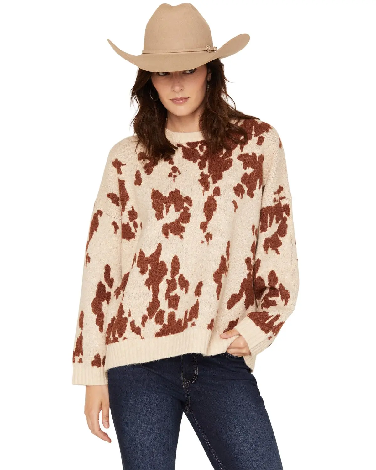 By Together Women's Women'S Cow Print Sweater - W2311-C