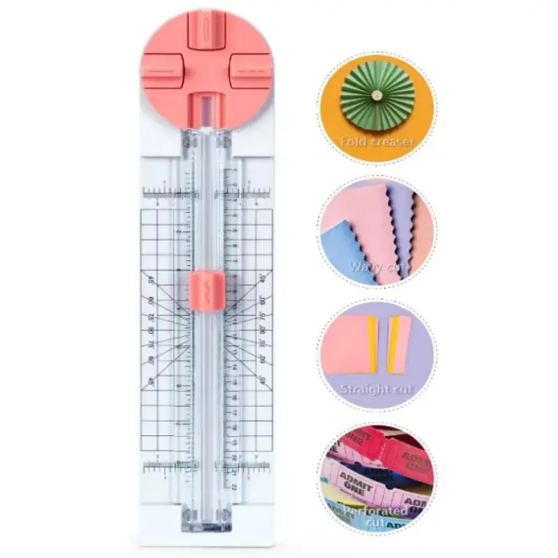4-in-1 Professional Portable Paper Cutter & Trimmer - Straight, Wave, Perforated Cutting, Creasing Tool - Office Gadgets for Craft Paper, Cardstock, Photos - Home Office Scrapbooking Supplies