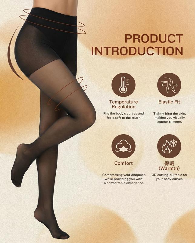 Upgraded One-Seam Fleece Lined Tights - Fake Sheer Thermal Leggings with Tummy Control & Butt Lift