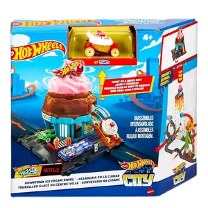Mattel Hot Wheels City Downtown Ice Cream Swirl Track