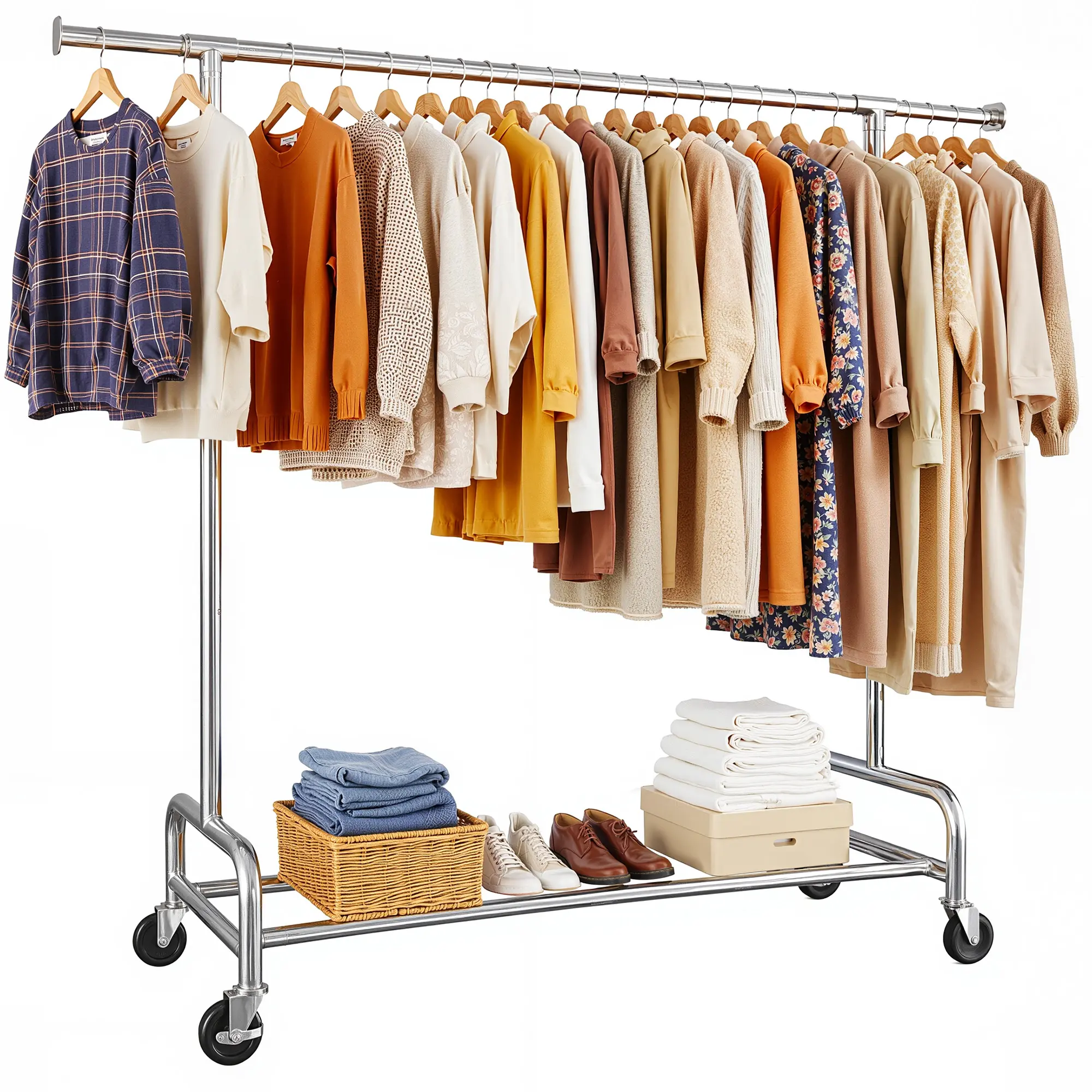 Adjustable Single Rod-Silver-51-75"W×19"D× 57-67"H