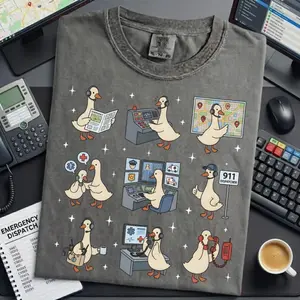 Comfort Colors Silly Goose 911 Dispatcher Shirt - Funny Emergency Call Operator Gift, First Responder Mom Dad, EMS Dispatch shirt