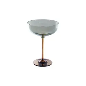 Iridescent 8 oz Martini Glasses - Amber and Green Glassware Drinkware for Kitchen Use