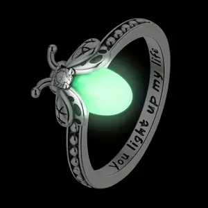 2.5g S925 Pure Silvery Luminous Firefly Ring, Fashionable and High-end Ring for Women, Suitable Valentine's Day, Anniversary, Confession perfect gifts