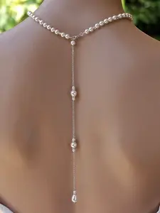 Exquisite Shell Pearl Necklace, Fashionable Tassel Leakage Back Chain, backless Dress Accessories, BACK CHAIN, BODY CHAIN, Vintage Body Jewelry, Chic Body Jewelry