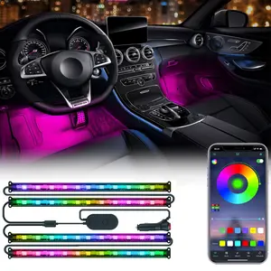 4Pcs RGB Motorcycle LED Lights – APP Control, Music Sync, Bendable Strip, Easy Install for Bike & Car Interior Atmosphere Lighting