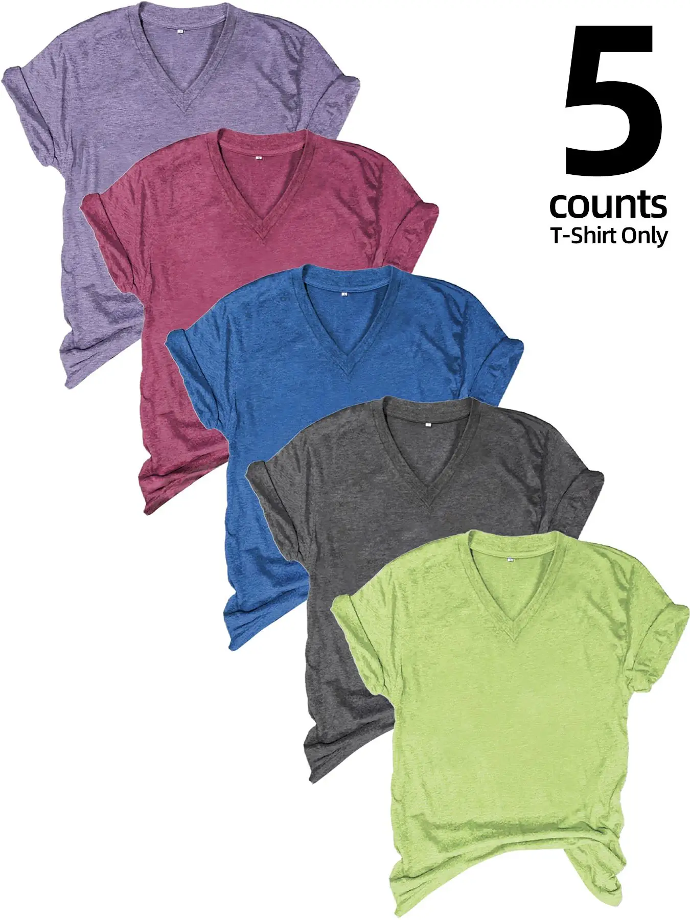 Women's Plain V Neck Tee, Basic Casual Minimalist Fashion Short Sleeve T-shirt for Summer, Women's Top for Daily Wear