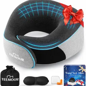 Travel Pillow-Neck Pillows for Airplanes, Memory Foam Travel Neck Pillow for Long Flights|Airport Travel Essentials 360° Support Gifts for Travellers With Eye Mask & Earplugs, Portable Carry Bag