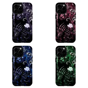 Gothic Baroque Swirl Phone Case Vintage Filigree Skeleton Hand Rose Case For iPhone 11 12 13 14 15 16 17 Pro Max For Samsung S26 S25 S24 S23 S22-Gift For Her/Him/Fans