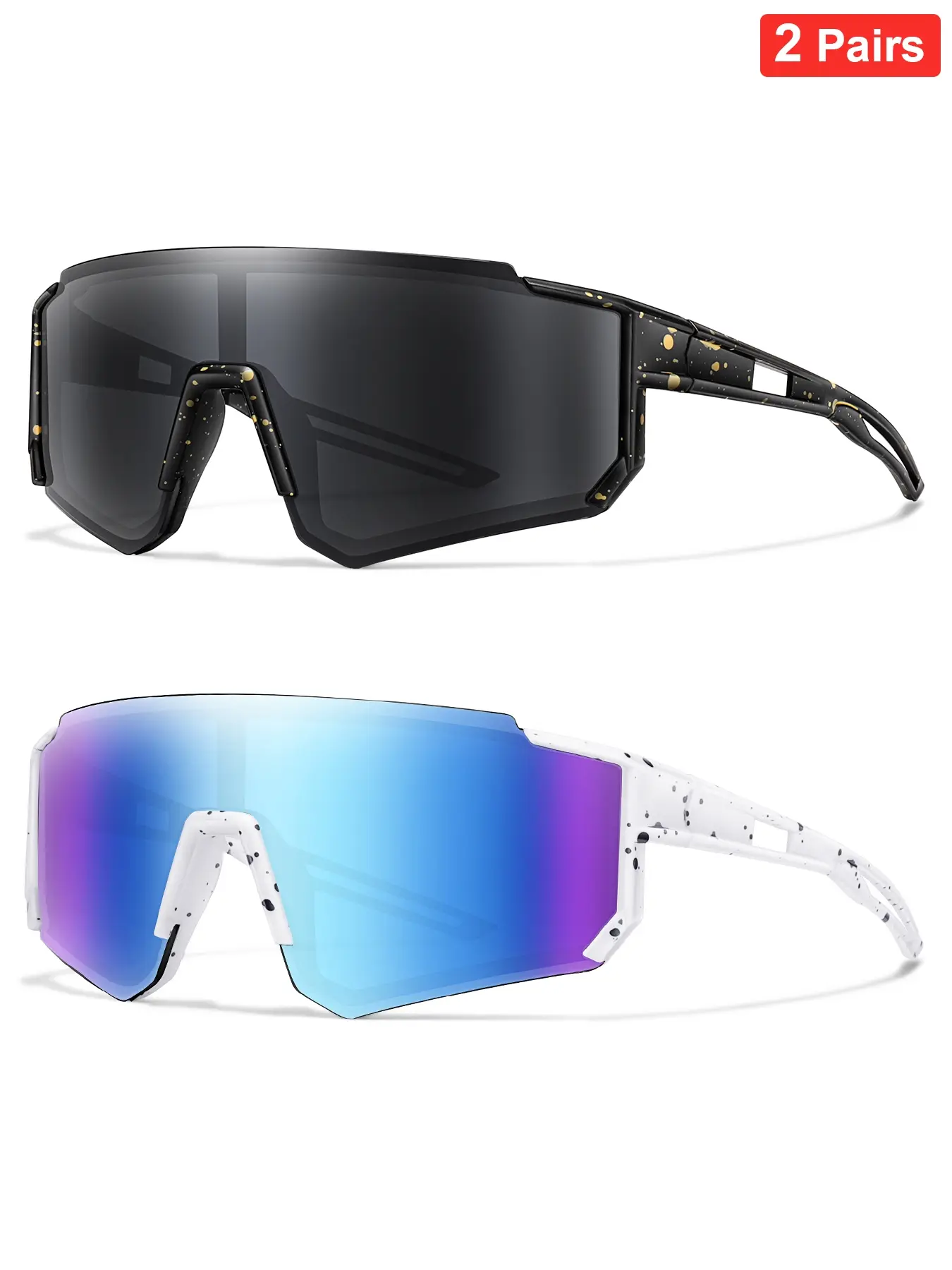 Fashion Unisex Outdoor Sports Sunglasses（2 Pairs Set）, Sporty Sunglasses, Baseball Glasses, Cycling Running Eyewear, Lightweight Sports Shades, Perfect Gift for Him, Christmas, Birthday, New Year, Back to School Day.