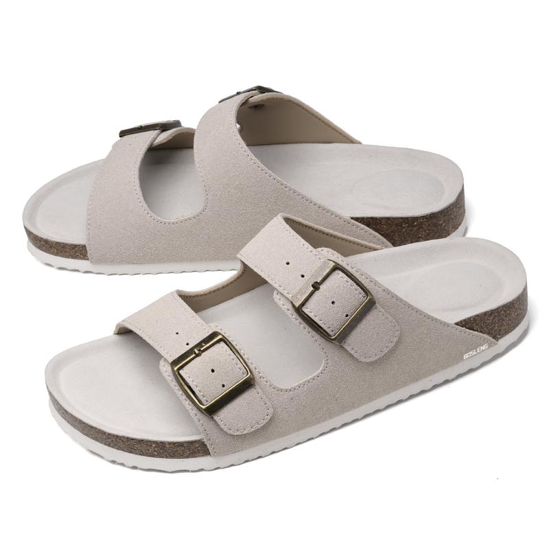 Women's Casual Slide Sandals With Cork Footbed Double Adjustable Buckle For Summer Everyday Wear