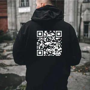 Funny "FU" QR Code Men's Hoodie T Shirt Sweatshirt, Unisex Sweater Pullover Tee Cotton Menswear Fit, Streetwear for men