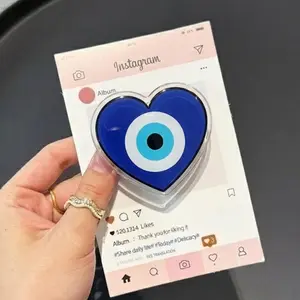Blue Heart Evil Eye MagSafe Phone Grip, Protective Nazar Griptok, Spiritual Protection Phone Stand, Blue Aesthetic Talisman Accessory, Good Luck Heart Gift