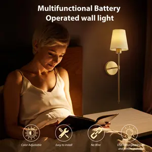 RGB Rechargeable Wall Light 2pcs Set - Wireless LED Wall Light with Remote Control, 15-color Adjustable Light Bulbs, Suitable for Use In Bedrooms, Living Rooms, Kitchens, Closet Areas, And Corridors, Among Other Spaces