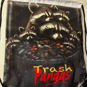 Trash Pandas Polyester Drawstring Bag with Sublimation Picture of Trash Pandas 19x17 #01