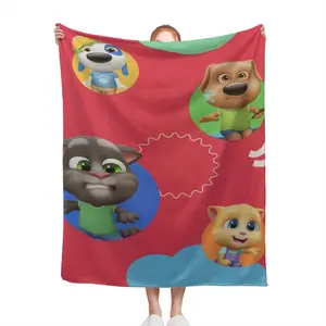 Talking Tom Blanket Cartoon Tom's Family Angela Ben Hank Flannel Blanket Bedding (11)