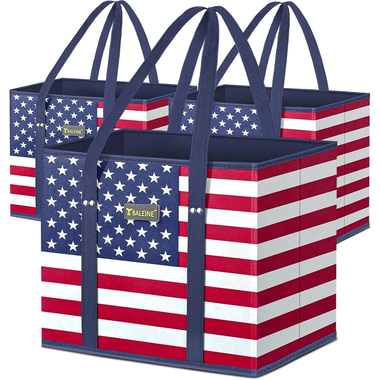 3Pk Reusable Grocery Bags, Foldable Shopping Bags for Groceries with Reinforced Bottom & Handles